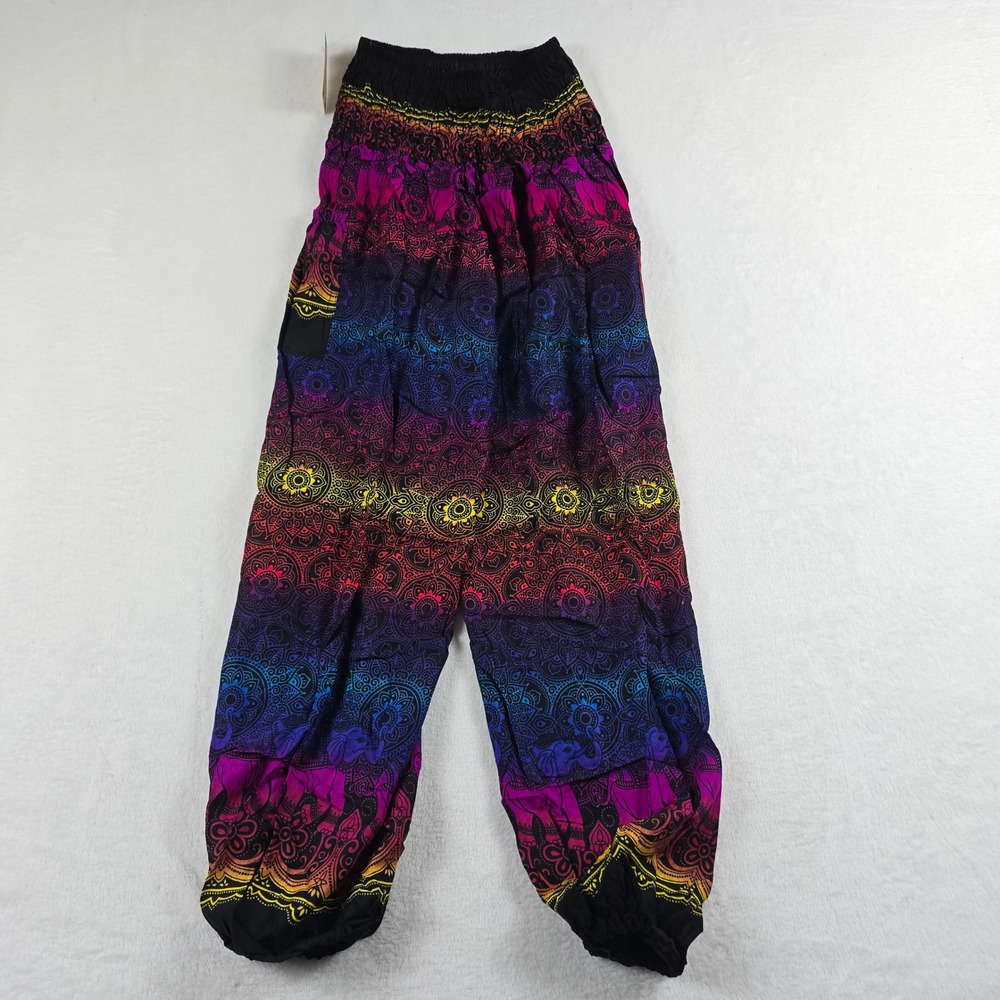 Kathmandu Imports Rainbow Mandala Elephant Harem Pants Boho Yoga One Size New